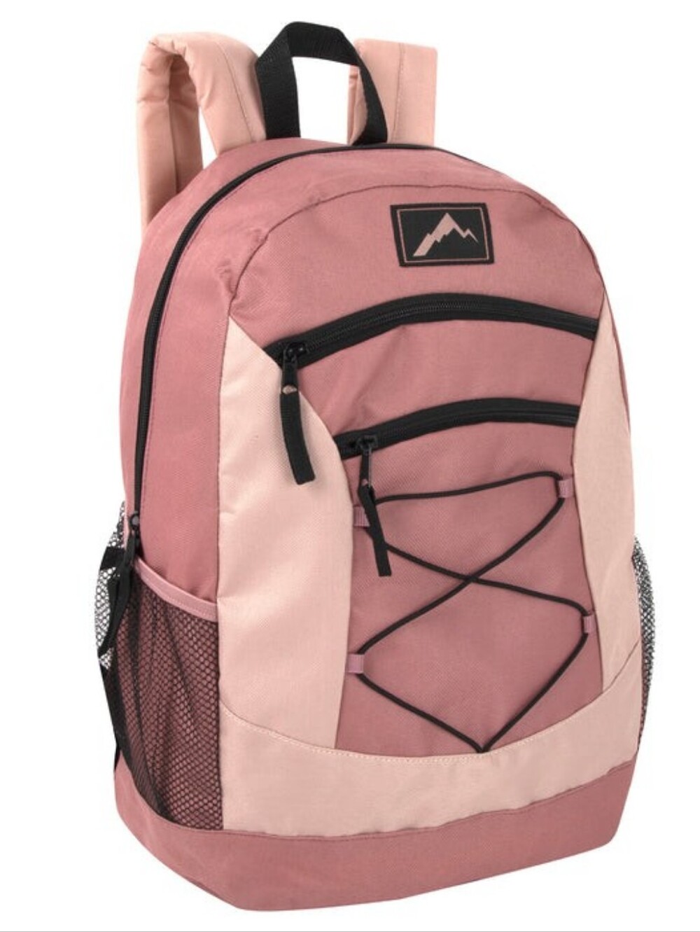 High Trails Pink & Tan Multi-Pocket Bungee Backpack